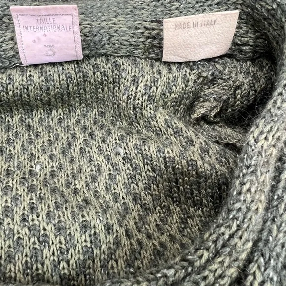 Rare 70s Luxury Nina Ricci West End Forest Green Mohair Scarf Long Sweater Coat - Picture 10 of 16